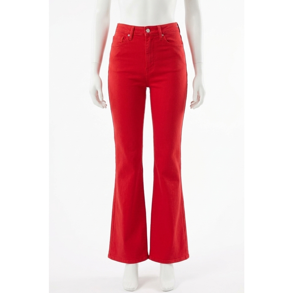 NEW JUDY BLUE high waiste tummy control garment dyed red flare in red